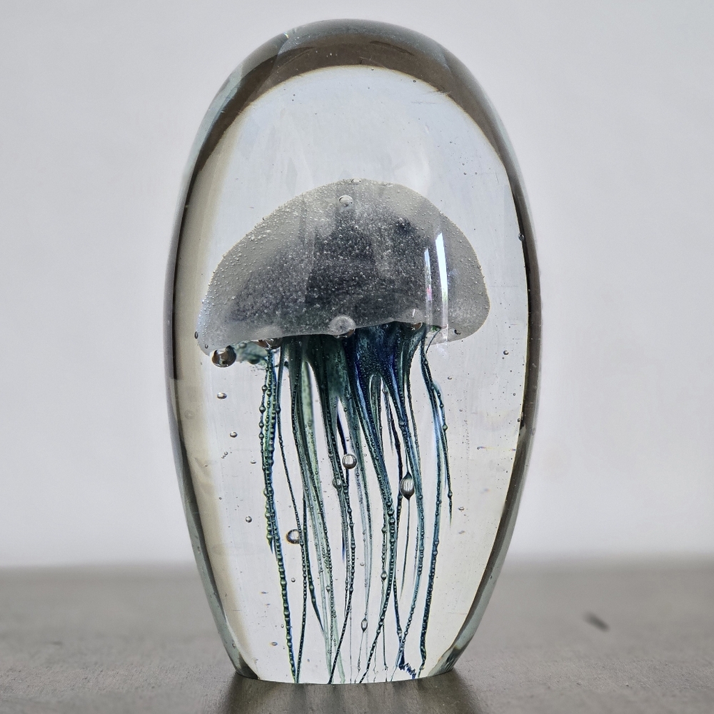 Large Jellyfish Teal Glow In The Dark 6.5"H